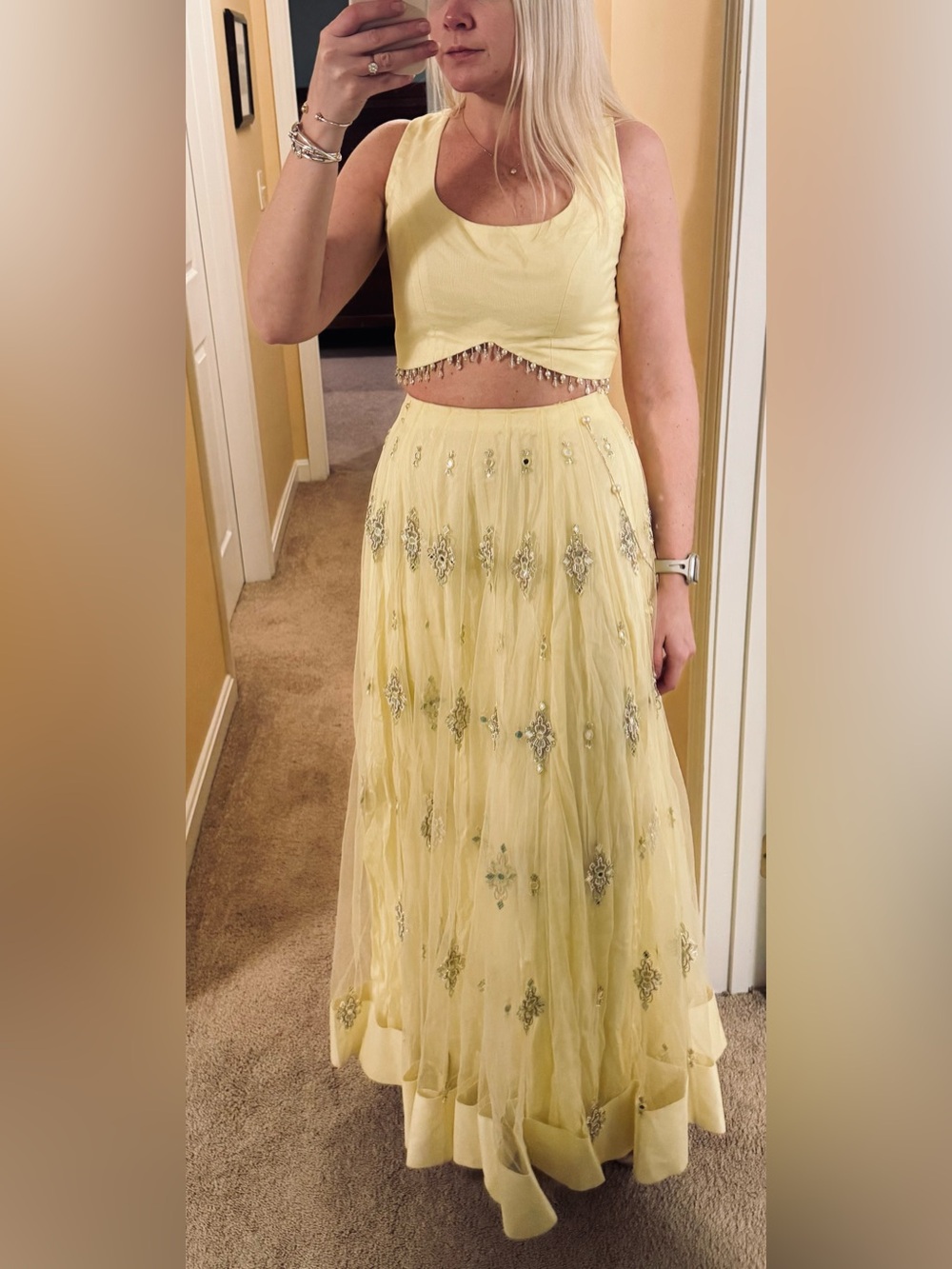 Butter Yellow Beaded and Embroidered Lehenga